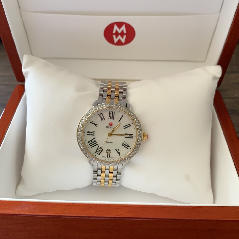 Michele Two-Tone Silver and Gold Watch